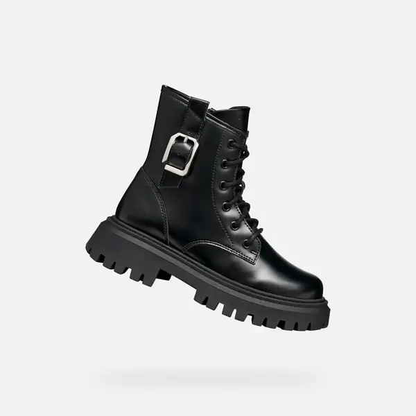 Black Girls Ankle Boots Geox Maquinnens - Girls