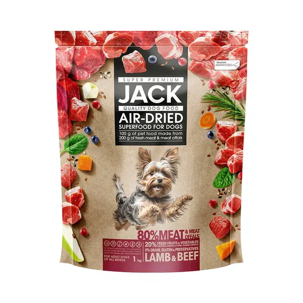 Jack AirDried suché krmivo pro psy - jehněčí a hovězí 1 kg