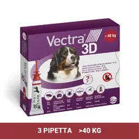 Vectra 3D kvapky pre psov 3 x 8,0 ml pipety pre veľkých psov (>40 kg, červená)