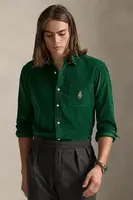 Manšestrová košile Polo Ralph Lauren pánská, zelená barva, slim, s límečkem button-down, 710P00519