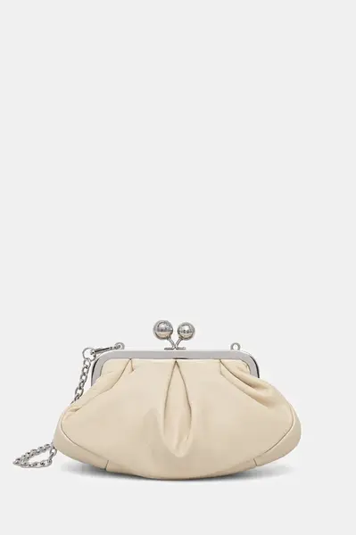 Kožená kabelka Weekend Max Mara PRATI vínová barva, 2525516204600