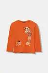 Dětské bavlněné tričko s dlouhým rukávem United Colors of Benetton oranžová barva, 3JERG10K5