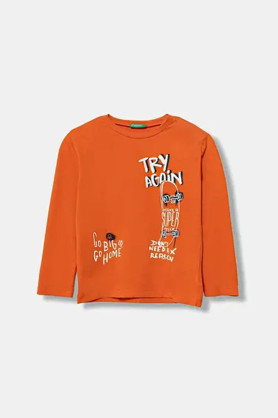 Dětské bavlněné tričko s dlouhým rukávem United Colors of Benetton