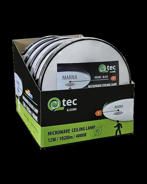 SVÍTIDLO QTEC Q-253MS MARNA 12W 4000K BLACK SENSOR