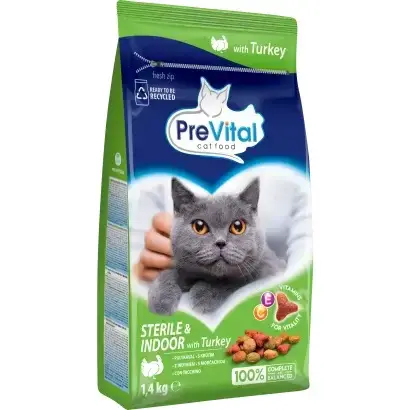 PreVital Sterile & Indoor suché krmivo pro kočky - krůtí 1,4 kg