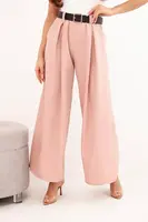 Kesi Włoski Dámske nohavice so širokým strihom a pásom tmavý pudrový ruž