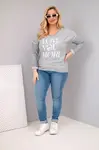 Kesi Włoski Dámská blůza Plus Size s potiskem Love You More šedá