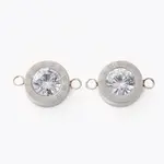 304 Stainless Steel Micro Pave Clear Cubic Zirconia Links Connectors