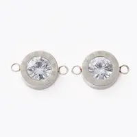 304 Stainless Steel Micro Pave Clear Cubic Zirconia Links Connectors