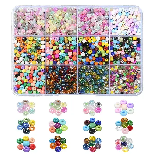 1800pcs 12 Colors 6/0 Glass Seed Beads
