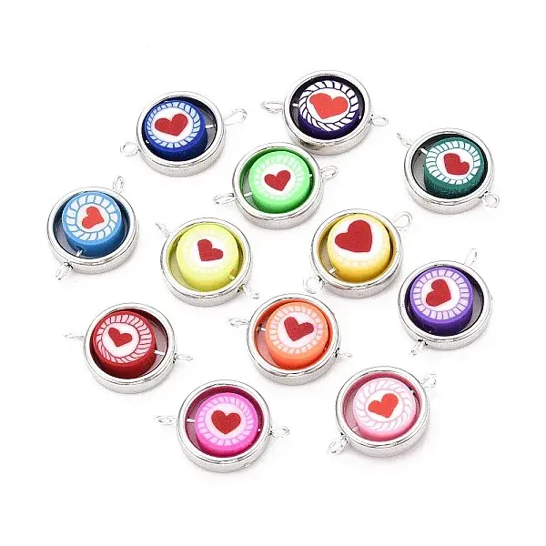 Polymer Clay Beads with CCB Plastic Frame Connector Charms