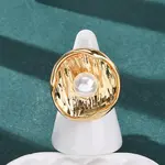 Adjustable Brass with ABS Plastic Pearl Cuff Rings