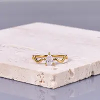 Teardrop 304 Stainless Steel with Clear Cubic Zirconia Finger Rings for Women