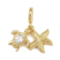 Brass Pave Clear Cubic Zirconia European Dangle Charms