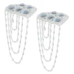 2Pcs Half Round Glass Beaded Tassel Brooches for Backpack Clothes