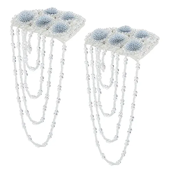 2Pcs Half Round Glass Beaded Tassel Brooches for Backpack Clothes