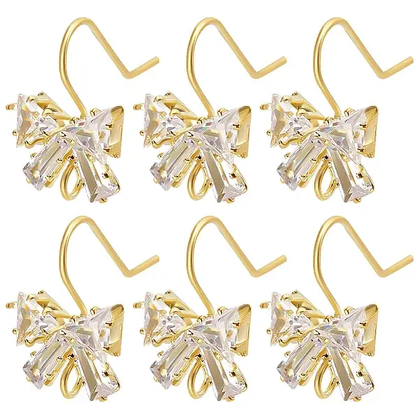 20Pcs Brass Micro Pave Clear Cubic Zirconia Earring Hooks