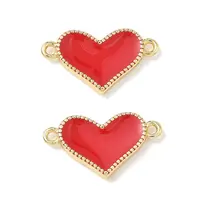 Brass Enamel Heart Links Connector Charms