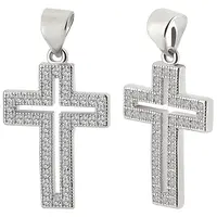 6Pcs Cross Brass Micro Pave Clear Cubic Zirconia Pendants