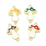 Autumn Brass Enamel Mushroom Links Connector Charms