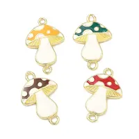 Autumn Brass Enamel Mushroom Links Connector Charms