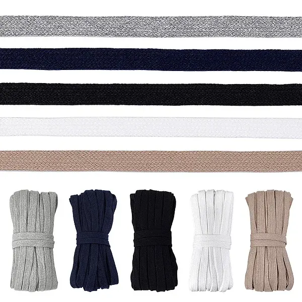 50M 5 Colors Flat Cotton Braided Cord
