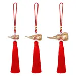 3Pcs 3 Styles Spring Festival Brass Gourd & Polyester Tassels Pendant Decorations