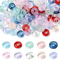 100Pcs 10 Colors Transparent Glass European Beads