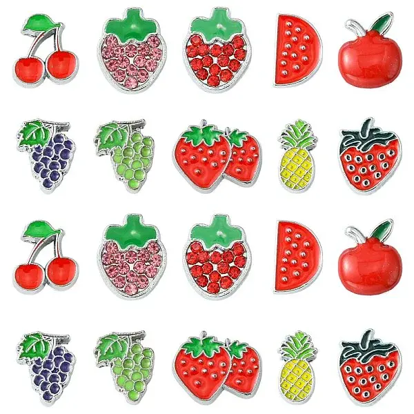 40Pcs 10 Styles Alloy Enamel Beads