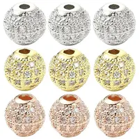 12Pcs 3 Colors Brass Cubic Zirconia Beads