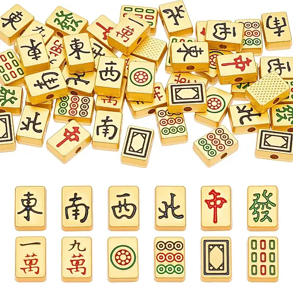 48Pcs 12 Styles Alloy Enamel Beads