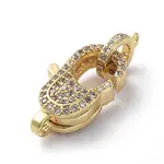 Brass Micro Pave Cubic Zirconia Lobster Claw Clasps