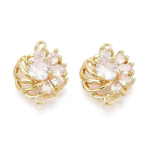 Brass Pave Clear Cubic Zirconia Connector Charms