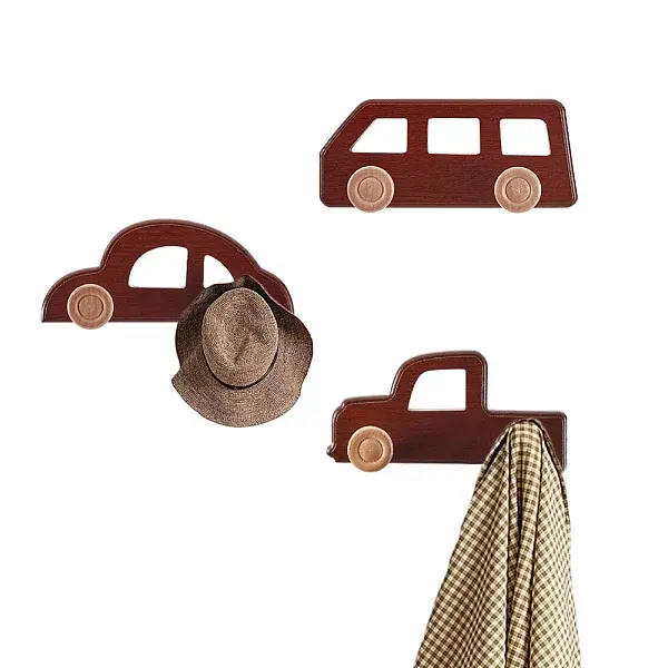 3Pcs 3 Styles Density Board Wood Wall Clothes Hook