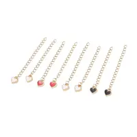 304 Stainless Steel Chain Extenders with Heart Alloy Enamel Charm