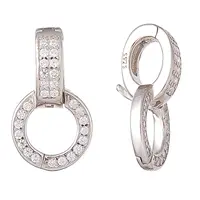 2Pcs 925 Sterling Silver Pave Clear Cubic Zirconia Twister Clasps