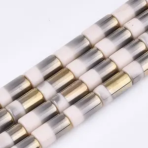 Half Electroplate Opaque Glass Beads Strands