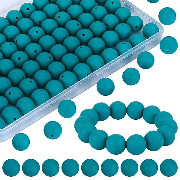 80Pcs Round Silicone Focal Beads