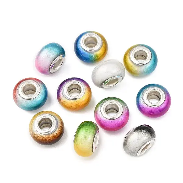 Two Tone Opaque Resin Rondelle European Beads