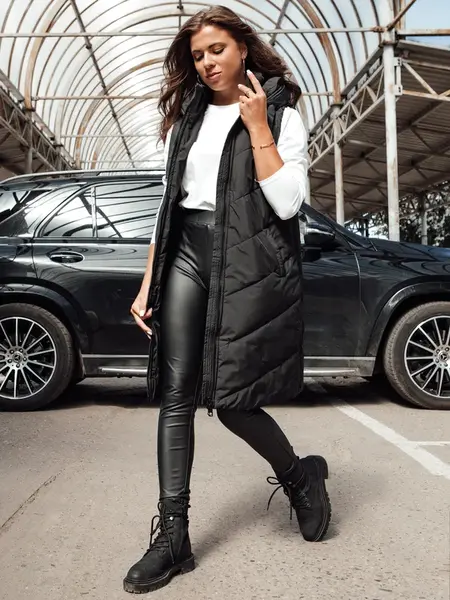 Dlouhá černá dámská vesta LIDMAN