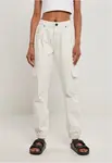 Women's Organic Stretch Denim Cargo Pants Grey White Raw