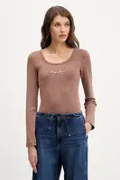 Tričko s dlouhým rukávem Guess Jeans hnědá barva, W6RP24 KA0H1