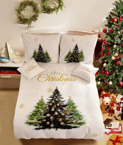 3D Bavlnené obliečky MERRY TREES biele + obliečka na vankúšik 40x50 cm zdarma Rozmer obliečky: 70 x 90 cm | 140 x 200 cm