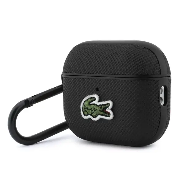 Pouzdro Lacoste Petit Pique Croc Logo Patch pro AirPods Pro 3, černá