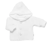 Baby Nellys Pletený svetřík s kapucí a knoflíčky Made with Love, bílý