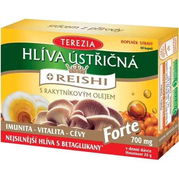 TEREZIA HLÍVA ÚSTŘIČNÁ S REISHI FORTE 60 CAPS Houby pro imunitu, , velikost