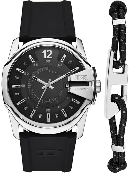 DIESEL Analógové hodinky 'MASTER CHIEF'  čierna / strieborná