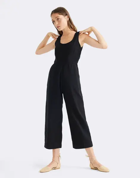 Thinking MU Black Rafflesia Jumpsuit BLACK L