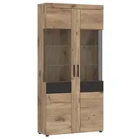 Vitrína Grano GRNV02 2D dub viking/pvc dub viking/pvc šedý vesmír