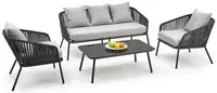 HALMAR Zahradní set ROCCA šedý, kovový, s polstry  – pohovka, 2 křesla, stolek